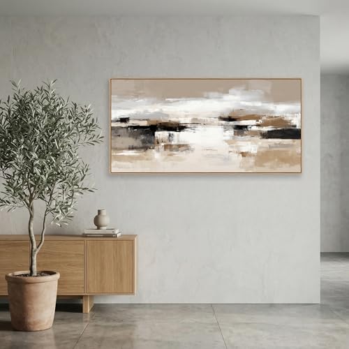 The Mode Art Abstract Wall Art for Living Room Neutral Beige and Black Canvas Prints Modern Framed Gallery Art Minimalist Style Decor for Bedroom Office 20x40inch - color: Beige, size: 40"L x 20"W