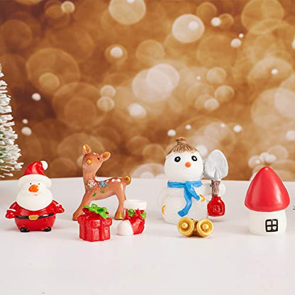 CCINEE 38PCS Christmas Miniature Figurines Ornament Kit Santa Claus Tree Resin Decoration for Fairy Garden Doll House Home Decor