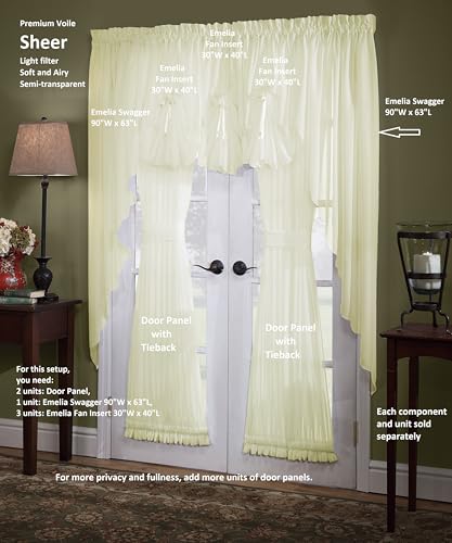 Today's Curtain, Emelia Door Panel Sheer 26", Ecru, 41" W x 26" L, with Tieback - color: Ecru, size: 41"W x 26"L (Pack of 1)