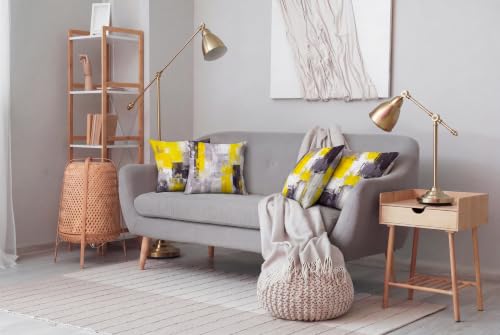Yellow Grey Abstract Throw Pillow Covers 18x18 Set of 4 - color: Yellow and Grey, size: 18" x 18" (Pack of 4)