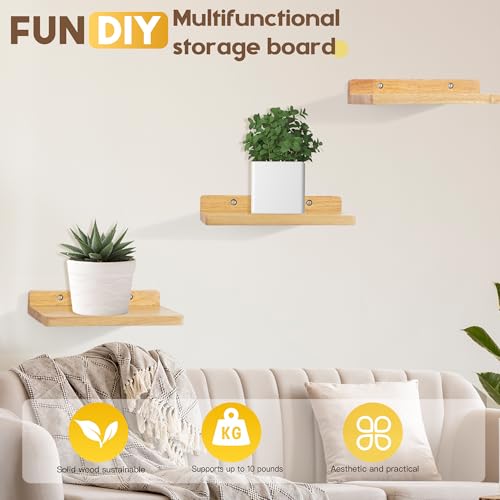 Small Floating Shelves for Wall,5x8.5 Inch,Natural Wood,Set of 3 - color: Wood Color