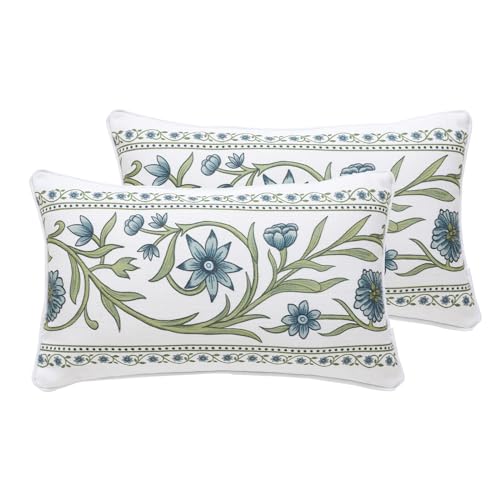 ISAENNE Designer Printed Rectangle Throw Pillow Cover,Set of 2,20"x12" - color: Mosella E, size: 20" x 12" (Pack of 2)