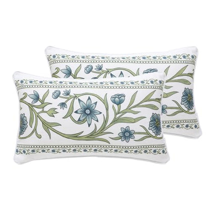 ISAENNE Designer Printed Rectangle Throw Pillow Cover,Set of 2,20"x12" - color: Mosella E, size: 20" x 12" (Pack of 2)