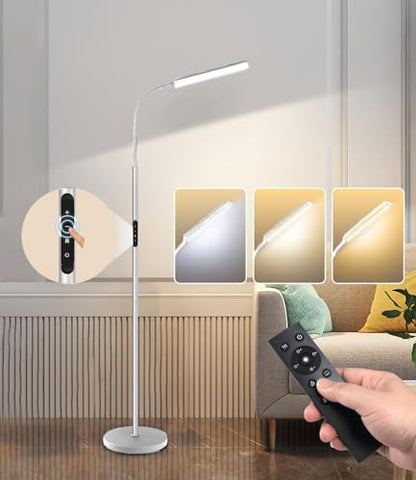 Dimunt LED Floor Lamp, Stepless Adjustable 3000K-6000K Colors, Silver - color: Silver