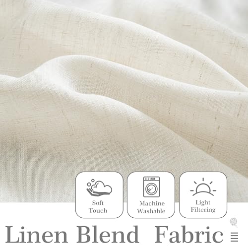 DriftAway Semi Sheer Scalloped Edge Linen Coastal Beach Window Curtains for Living Room Bedroom 2 Panels Rod Pocket Each Size 52 Inch by 90 Inch Gray - color: Linen Gray, size: 52"W x 90"L (Pack of 2)