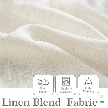 DriftAway Semi Sheer Scalloped Edge Linen Coastal Beach Window Curtains for Living Room Bedroom 2 Panels Rod Pocket Each Size 52 Inch by 90 Inch Gray - color: Linen Gray, size: 52"W x 90"L (Pack of 2)