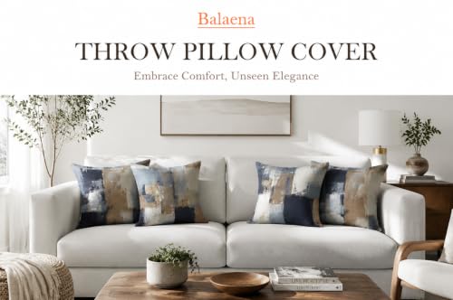 Brown Grey Abstract Throw Pillow Covers 18x18 Set of 4 - color: Earth Tone Brown and Blue Grey, size: 18" x 18" (Pack of 4)