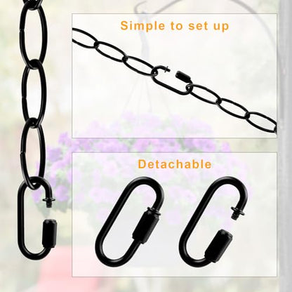 6 Feet Industrial Black Light Fixture Chain, 72 Inches Long, Metal