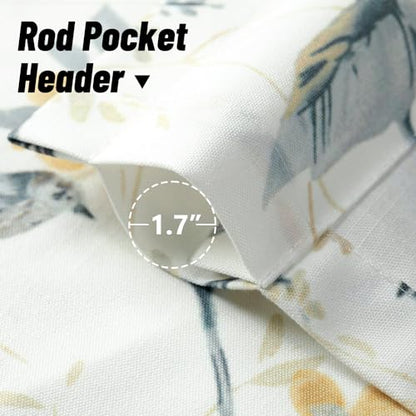 VOGOL Faux Linen Bird Print Curtain Valance, 54 x 18, 1 Panel, Gray - color: Grey, size: 54"W x 18"L (Pack of 1)