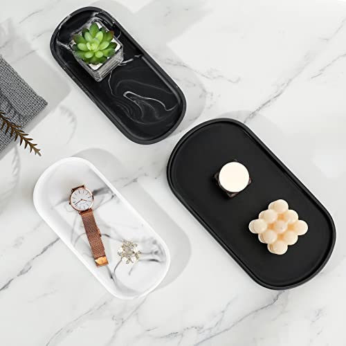 Luxspire 10" Oval Bathroom Tray for Countertop Organizer, Gravel White - color: F - Marble White, style: Small