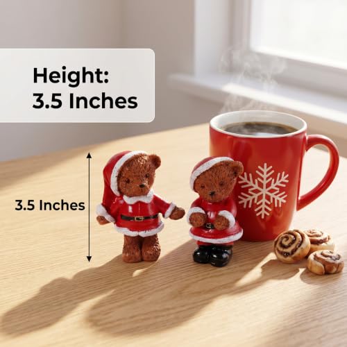 2-Piece Christmas Teddy Bear Figurines Christmas Decor Indoor