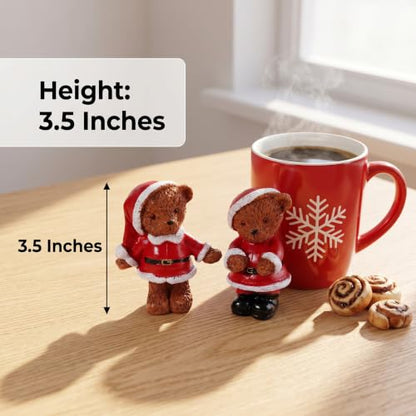 2-Piece Christmas Teddy Bear Figurines Christmas Decor Indoor