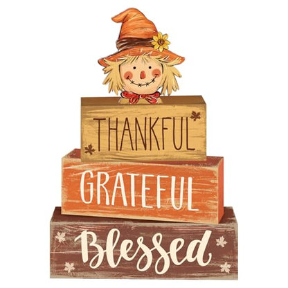 4 Pcs Fall Scarecrow Decor for Home Thanksgiving Scarecrow Centerpiece Sign - style: Funny Scarecrow