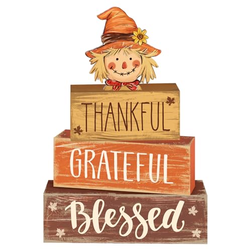 4 Pcs Fall Scarecrow Decor for Home Thanksgiving Scarecrow Centerpiece Sign - style: Funny Scarecrow