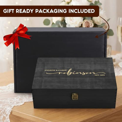 Personalized Wedding Keepsake Box, Custom Engraved Memory Box for Newlyweds - style: 10. Wedding Designs