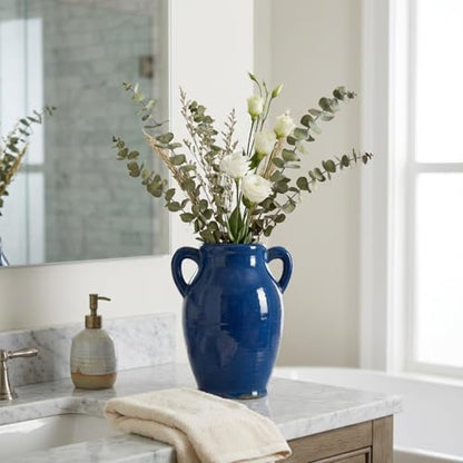 Sunddo Blue Ceramic Vase for Pampas Grass, 8 Inch - color: Blue, size: 8 Inch