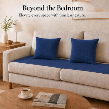 Solid Bed Runner Set,2 Pillow Covers,Navy,70.9x19.7in - color: Navy, size: Twin/Twin XL