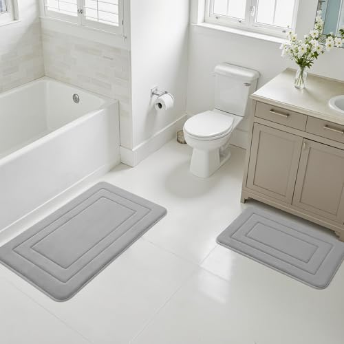 Cupic Cupid Memory Foam Bath Mat 24"×36", Non Slip Bathroom Rugs, Gray - color: Grey, size: 2' x 3' (24" x 36")