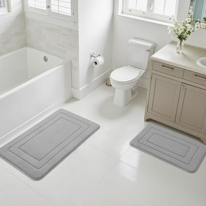 Cupic Cupid Memory Foam Bath Mat 24"×36", Non Slip Bathroom Rugs, Gray - color: Grey, size: 2' x 3' (24" x 36")