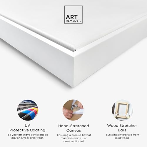 Art Remedy Ricole Modern Abstract Geometric Canvas Wall Art, White Floater Frame, 24"x16"