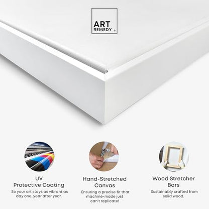 Art Remedy Ricole Modern Abstract Geometric Canvas Wall Art, White Floater Frame, 24"x16"