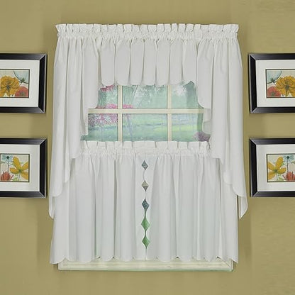 Today's Curtain, AMZ Orleans Scallop Curtain, White 38" Swag Pair, 60" W x 38" L, White - color: White, size: 60"W x 38"L (Pack of 1)