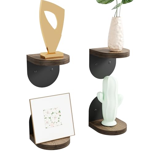 SAYAYO Small Floating Shelves for Wall Storage, 4 x 4 Inch Mini Shelf - color: Rustic Brown & Black, size: Screw Fixing - 4"