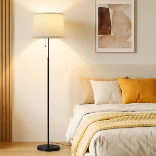 Floor Lamps for Living Room & Bedroom, 60" Modern Tall Standing Lamp, 3CCT - color: Dot Drum-Shades+Black Pole