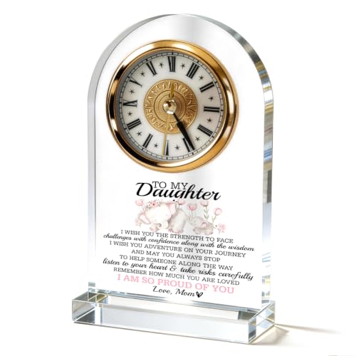 WKYAER Acrylic Clock for Daughter, Inspirational Keepsake with Loving Message, Beautiful, Motivational Timepiece, Graduation Gift for My Daughter, 4.3 x 7.8 in - color: Gift 18