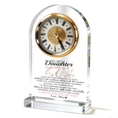 WKYAER Acrylic Clock for Daughter, Inspirational Keepsake with Loving Message, Beautiful, Motivational Timepiece, Graduation Gift for My Daughter, 4.3 x 7.8 in - color: Gift 18