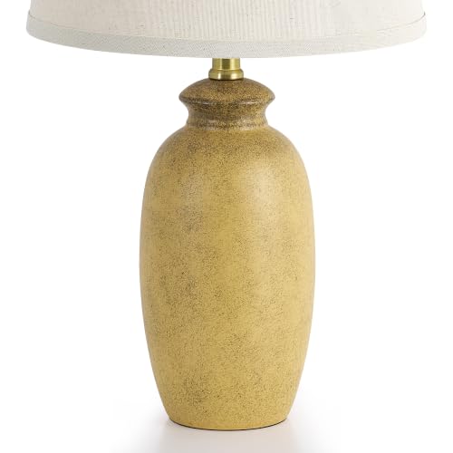 Luvkczc 22.75" Ceramic Table Lamps Set of 2, Nightstand Lamps,Bedside Lamp - color: Mustard yellow