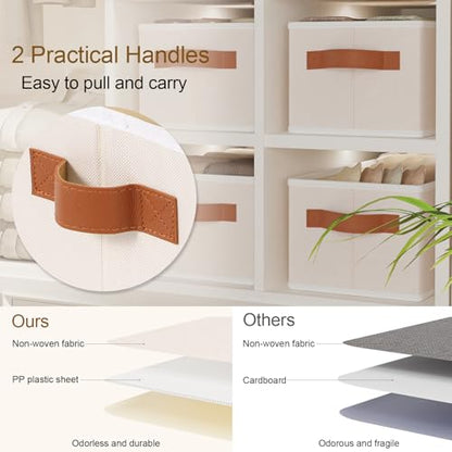 Storage Bins with Double Handles,Beige Baskets,15x6x5 In,5-Pack - color: Beige, size: 5-Pack