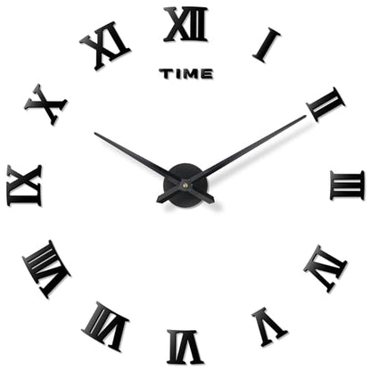DIY Frameless Wall Clock, 3D, Adjustable Up to 52”, Black - color: Black