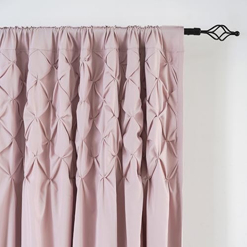Ruffle Pintuck Diamond Textured Window Curtains, Thermal Insulated Blackout Window Curtains, Traditional Glam & Farmhouse Window Decor (Peach Pink, 52" W x 63" L) - color: Peach Pink, size: 52"W x 63"L (Pack of 2)