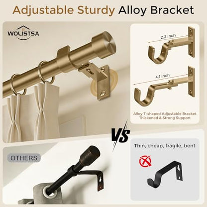 Heavy Duty Antique Brass Curtain Rod, 36-184 Inch, Warm Gold - color: Warm Gold, size: 36''-184'' (1 Pack)