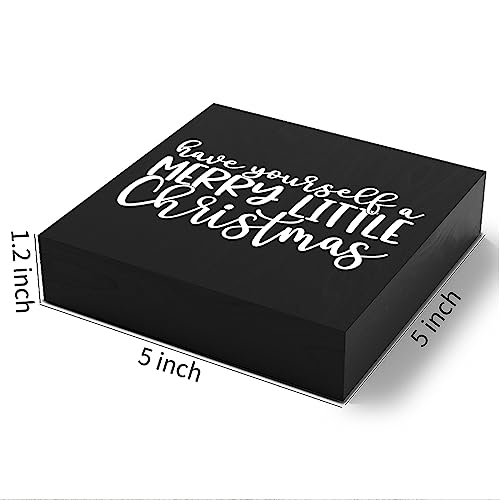 Funny Wooden Box Sign Plaque Have Yourself a Merry Little Christmas Black Wood Box Sign Rustic Art Home Shelf Desk Decor 5 x 5 x 1 Inches - color: Black