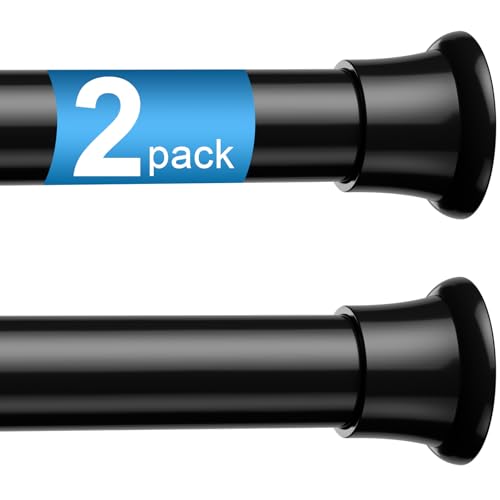 2Pcs Spring Tension Curtain Rod, Black Tension Rod 24-46 Inch - color: Black, size: 24-46inch（2PCS）