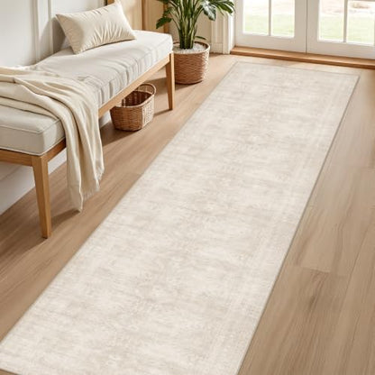 2x10 Hallway Washable Runner Rug: Neutral Kitchen Carpet Beige - color: Beige, size: 2' x 10' (Runner)