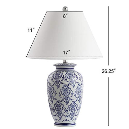 JONATHAN Y Juliana 26.25" Chinoiserie Ceramic Urn Table Lamp, Blue/White