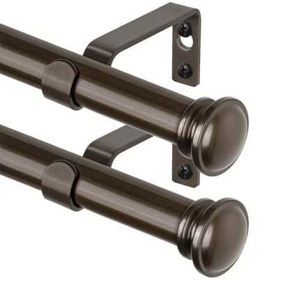 TONIAL Bronze Curtain Rods for Windows 2 Pack, 32 to 86 Inch, Drapery Rod - color: Bronze, size: 32-86"(2 Pack)
