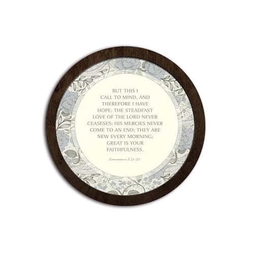 CFFJLHN Christian Bible Wall Art Decor, Lamentations Bible Verse Religious Scripture Round Wood Hanging Wall Decor for Home Bedroom Living Room Church Prayer Room, 10x10 Inch - color: Christ-2