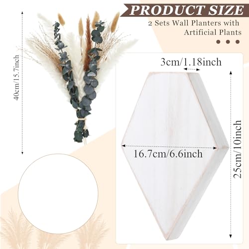 2 Pcs Wooden Wall Planters, White Distressed, Natural Style - color: White Distressed, style: Natural Style