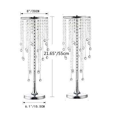 10pcs Crystal Centerpieces for Tables 21.65in Silver Flower Stand - color: Silver, size: 10×S