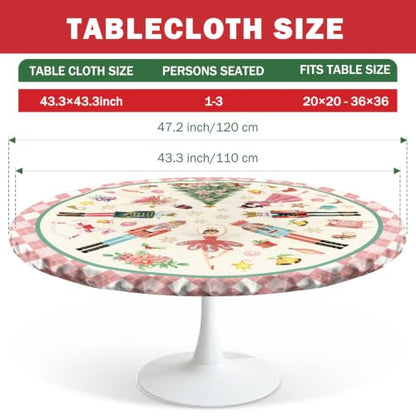 Nutcracker Christmas Tablecloth Round 43x43 Inch Polyester Woven - color: Nutcracker