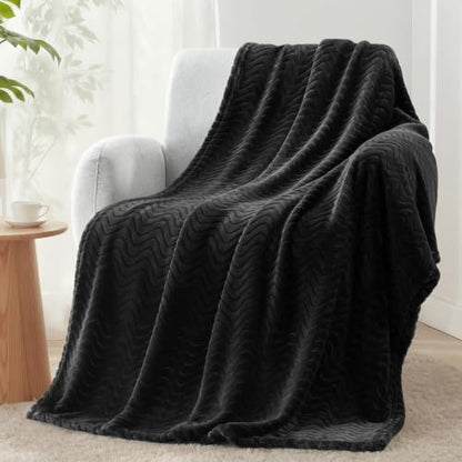 Exclusivo Mezcla Large Fleece Throw Blanket for Couch, Sofa, Black - color: Black, size: Throw ( 50x70 IN )