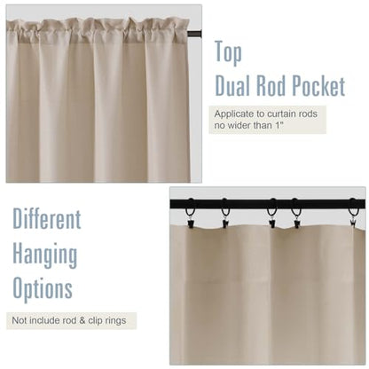 Linen Window Curtains for Bedroom 54 Inch Length 2 Panels Set - color: Linen, size: 40"W x 54"L (Pack of 2)