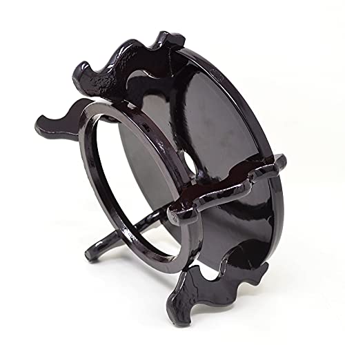 Feng Shui Chinese Wooden Fishbowl Planter Display Stand (4 Inch)