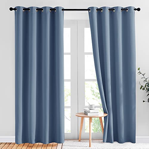 NICETOWN Stone Blue Blackout Curtains 84 Inches Long, W52xL84, 2 Panels - color: Stone Blue, size: 52"W x 84"L (Pack of 2)