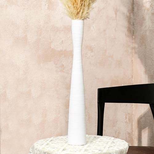 Nuogo Ceramic Large White Vase, 20" Tall Floor Vases Decorative Flower Vase - color: White
