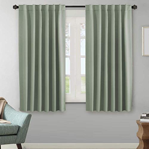 H.VERSAILTEX Blackout Curtains Thermal Insulated Window Treatment Panels Room Darkening Blackout Drapes for Living Room Back Tab/Rod Pocket Bedroom Draperies, 52 x 63 Inch, Light Sage, 2 Panels - color: Light Sage, size: 52"W x 63"L (Pack of 2)